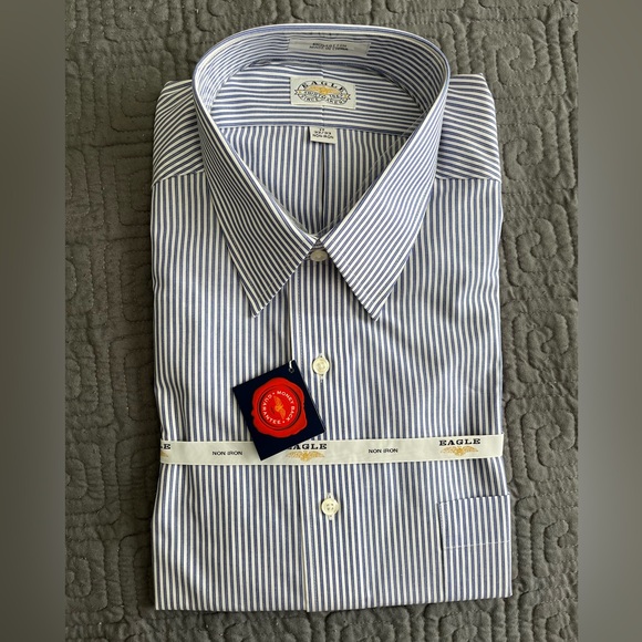 eagle Other - Eagle Blue and White Striped Dress Shirt